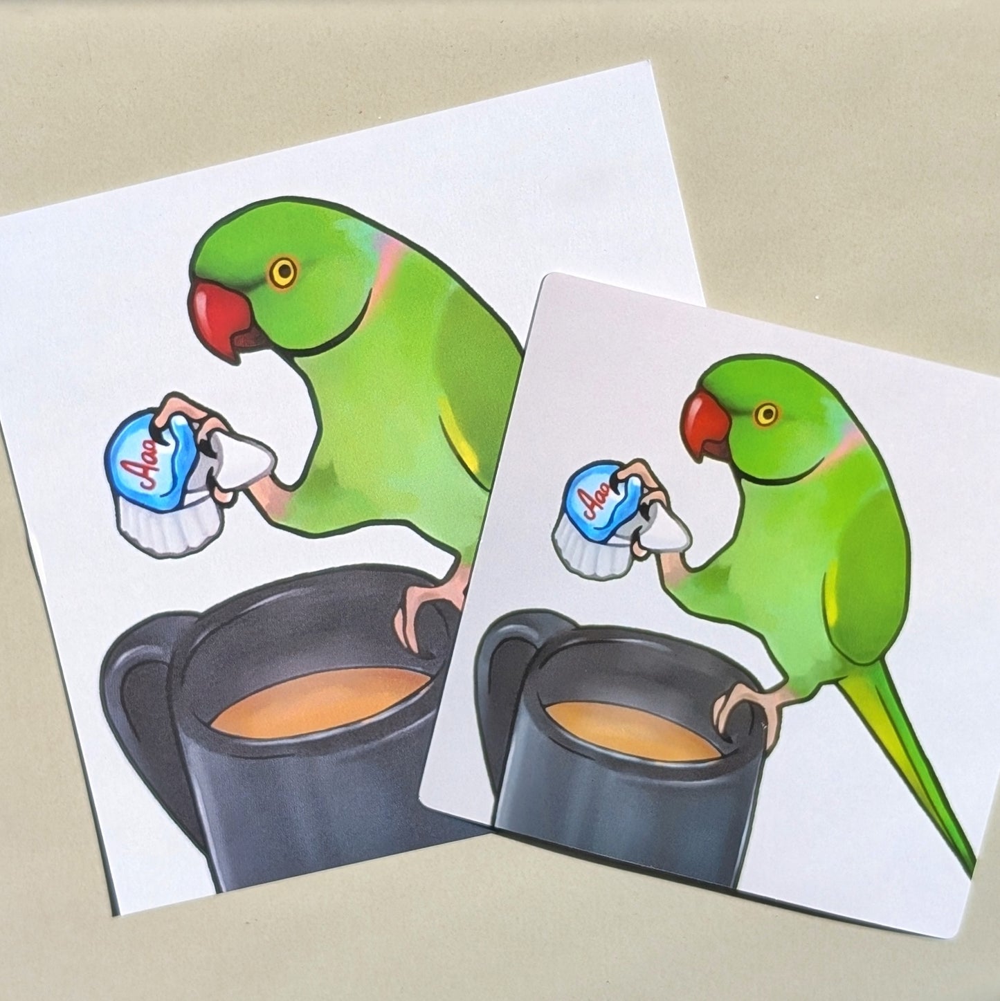 Ringneck and Coffee Mini Print or Vinyl Sticker