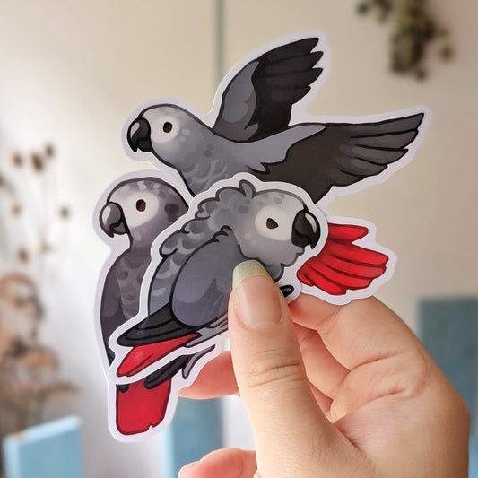 African Grey Vinyl Stickers